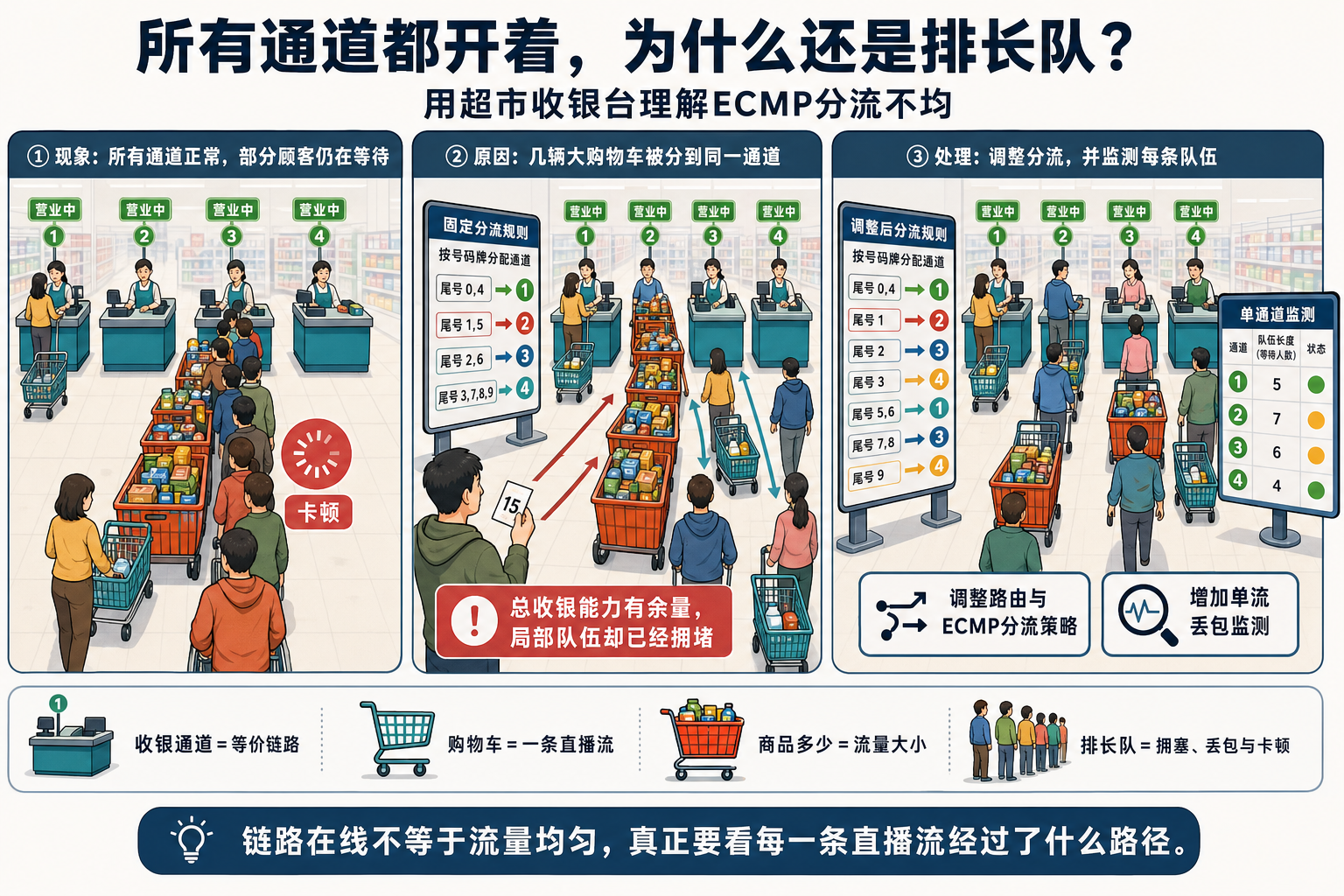 ECMP故障的收银台类比